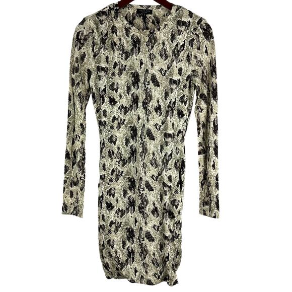 Rag & Bone NWT Poppy Draped Mini Dress Animal Print Size S Long Sleeve Snakeskin - Picture 3 of 12